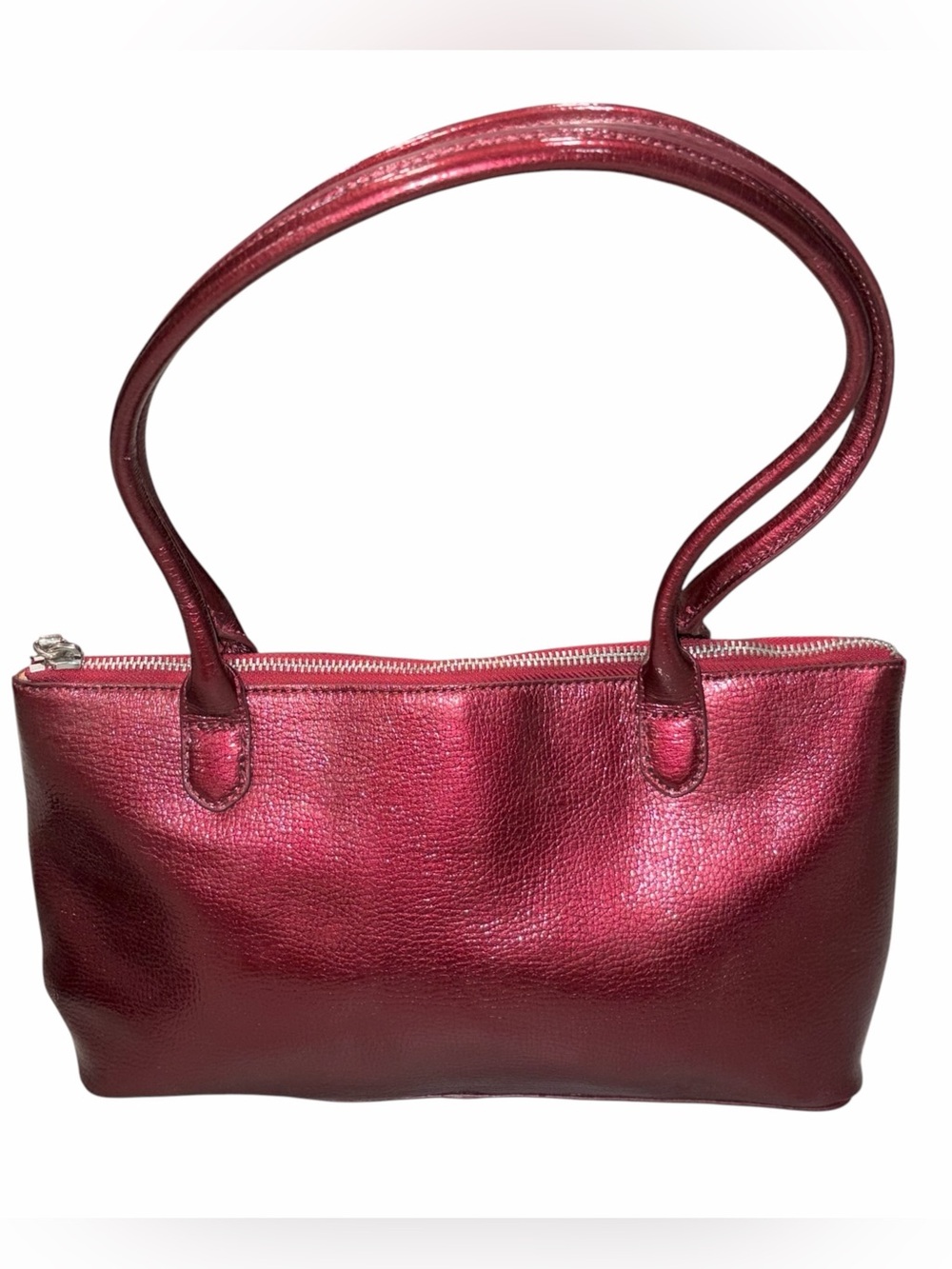 Hobo Burgundy Metallic Leather Shoulder Bag Purse
